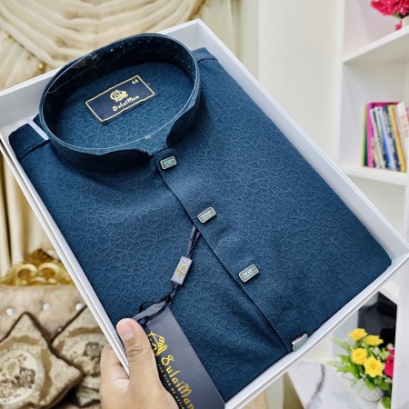 Nevy Blue China Popcorn  Panjabi model-1