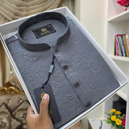 ash grey Chaina Popcon Panjabi model-2